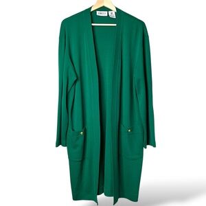 PORTS INTERNATIONAL Vintage 100% Pure Virgin Wool Long Line Open Front Cardi L